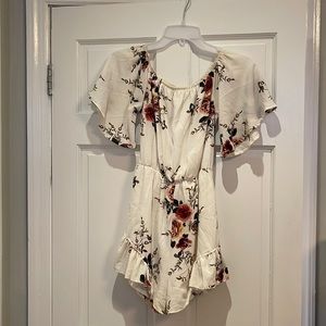 White/Floral Off the Shoulder Romper